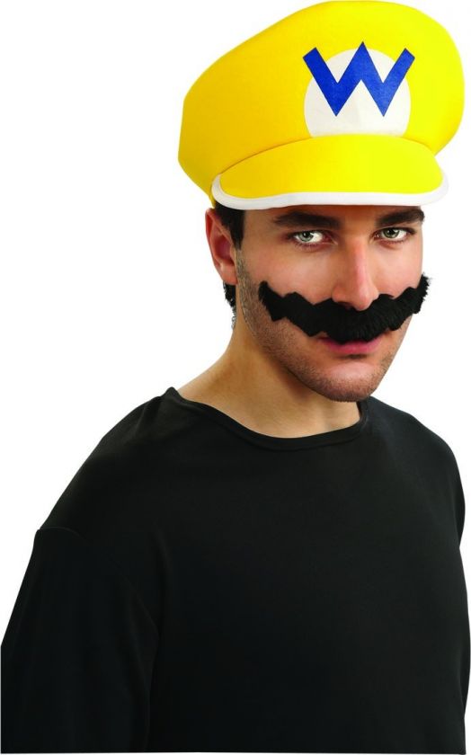 Super Mario Bros. Wario Hat & Moustache Kit *New*  
