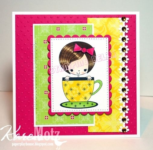 TABITHA TEACUP GIRL Stamping Bella Unmount Rubber Stamp  