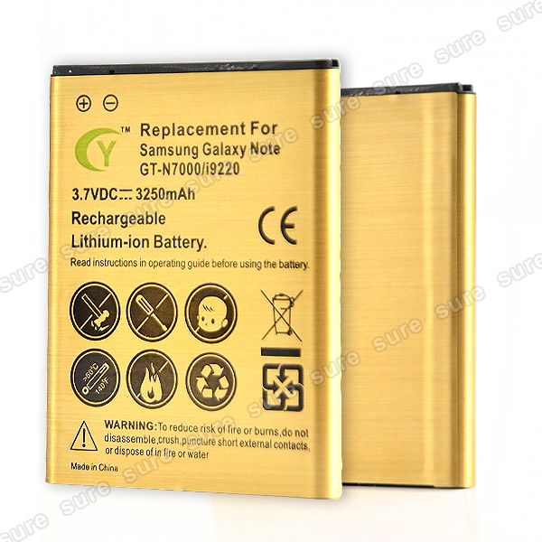 3250mAh HIGH Capacity Gold Battery for Samsung Galaxy Note GT N7000 