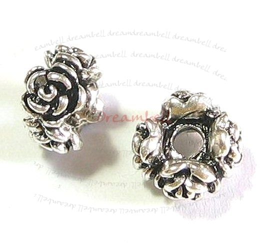 4x Sterling Silver Rose Rondelle Bead Spacer 4mm x 7mm  