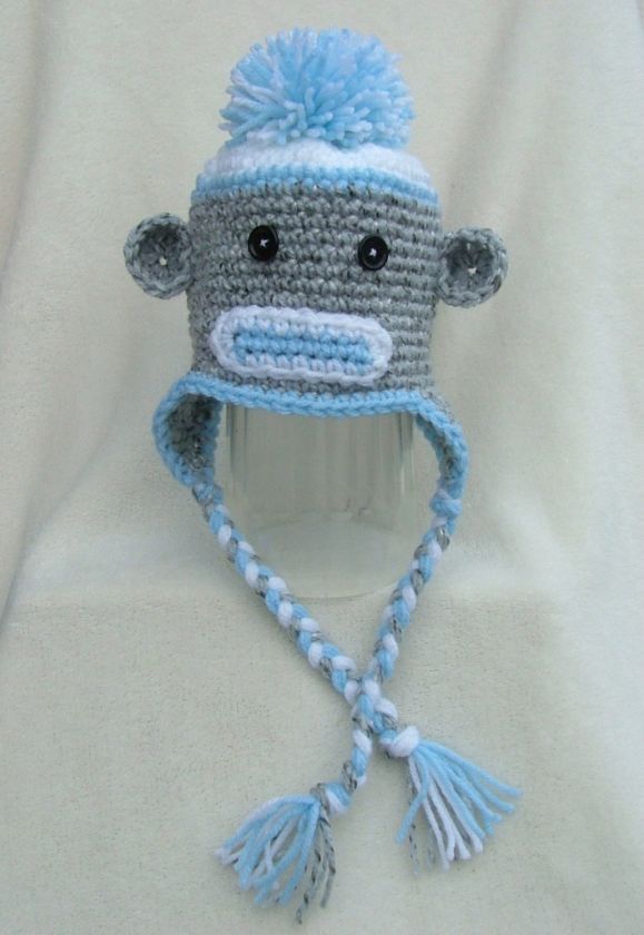 Handmade Crocheted Baby/Toddler Sock Monkey Hat *You Choose Size 