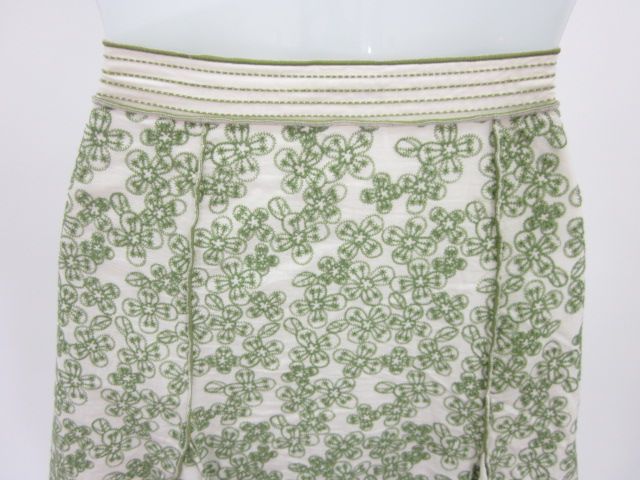 MAX STUDIO White Green Floral Embroidered Skirt Sz S  