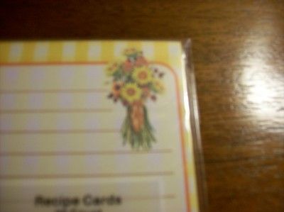 Recipe Cards Sunflowers Package of 20  