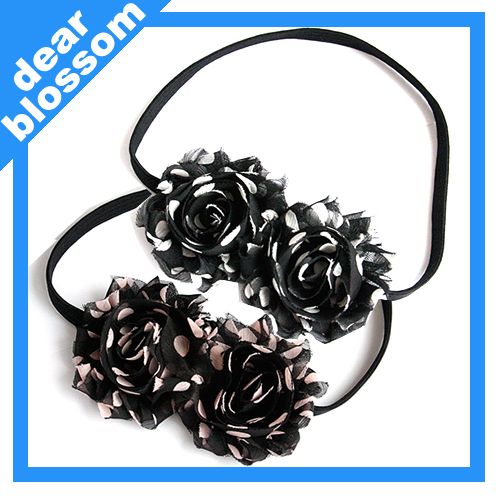 Swirl Chiffon Flower Elastic Headband Ver. 2COLORS  