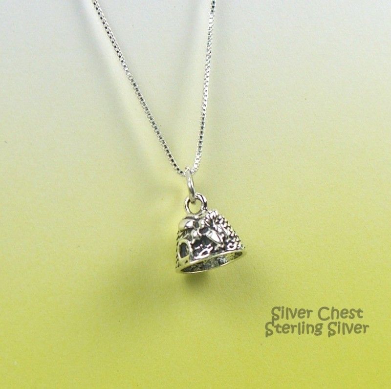 Sterling Silver Chain Necklace Bee Hive Charm 2008  