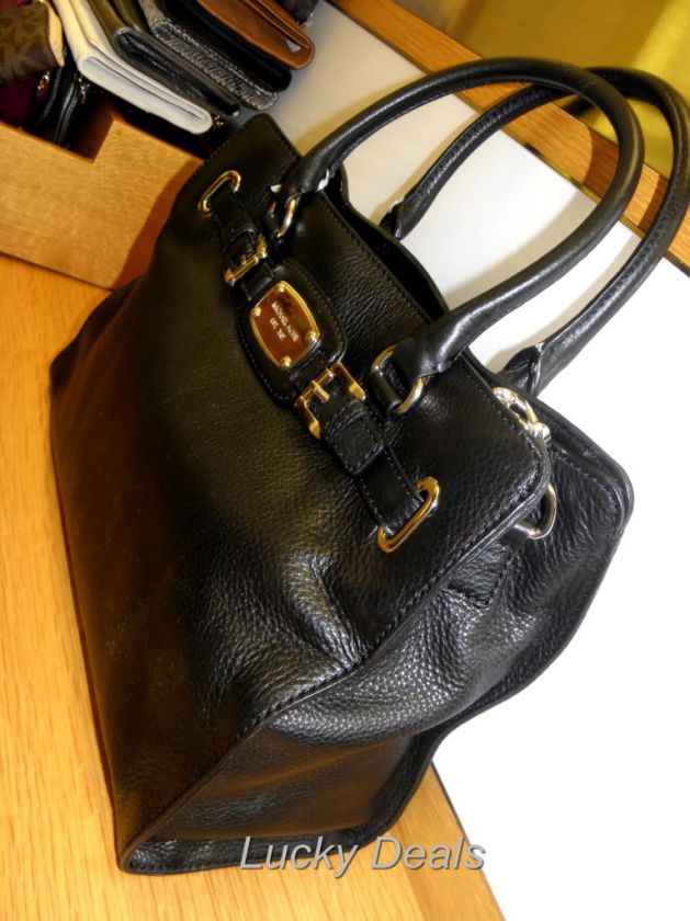 MICHAEL KORS HAMILTON CHAIN BAG HANDBAG tote Leather Black Large New 
