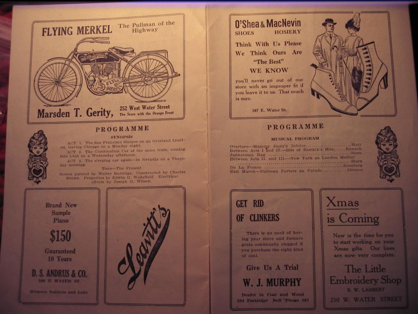 Rare 1913 Flying Merkel Ad in Lyceum Programme  