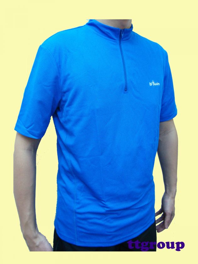   Breathable Light Short Sleeve Cycling Jersey Half zip Shirt, Blue