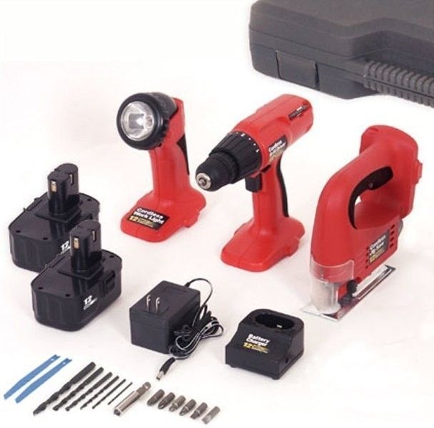 MIT 18V Cordless Drill Driver Jigsaw Flashlight 3 Piece ComboTool Kit 