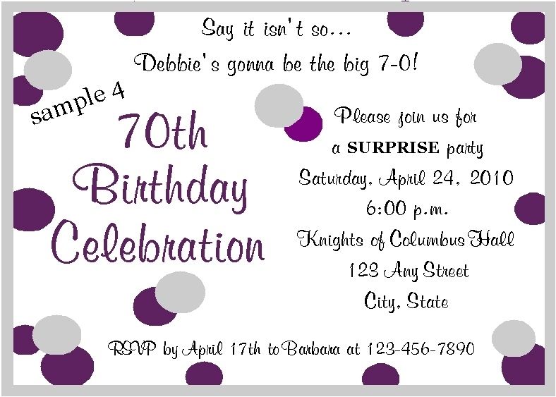 Personalized 70th Birthday Party Invitations  