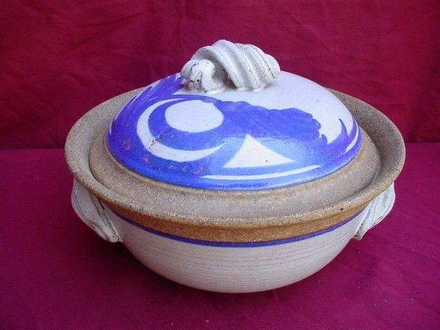 VINTAGE Potpourri Potters COBALT COVERED ART BOWL POT  