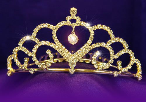 Bridal Heart Gold Plated Princess Tiara Comb T1086  