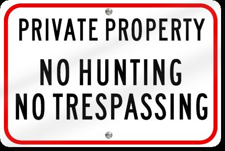 Horizontal Private Property No Hunting Sign  