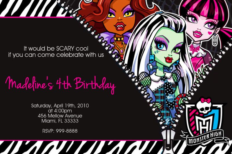 15 Monster High Birthday invitations w envelope  