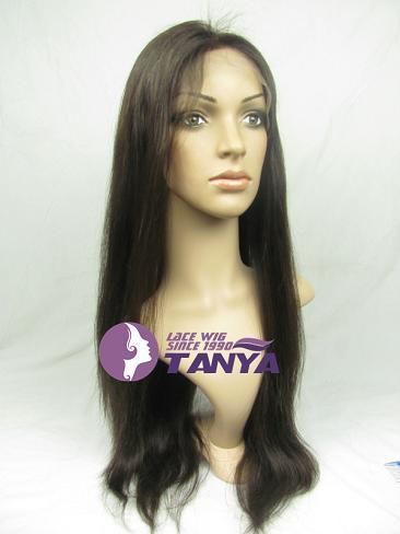   Straight 18 wig _100% Indian Remy Human Hair Lace Wigs   Dark Brown