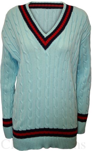 Ladies Knitted V Neck Cable Cricket Jumper Long Sleeve Womens Striped 